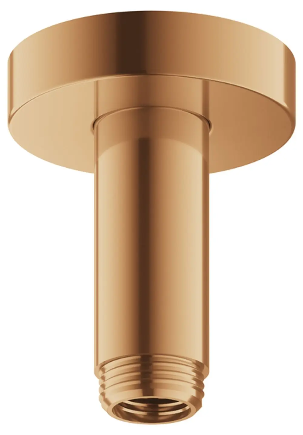 Deckenanschluss in Bronze mit einem geraden Arm. Das Produkt stammt von Keuco und zeigt eine einfache, funktionale Designform. Ideal für Brauseinstallationen.